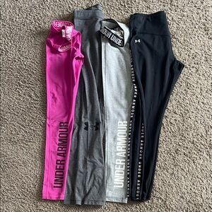 Under Armour Women's Leggings Trio - Pink, Gray, Black. ALL 4 for price